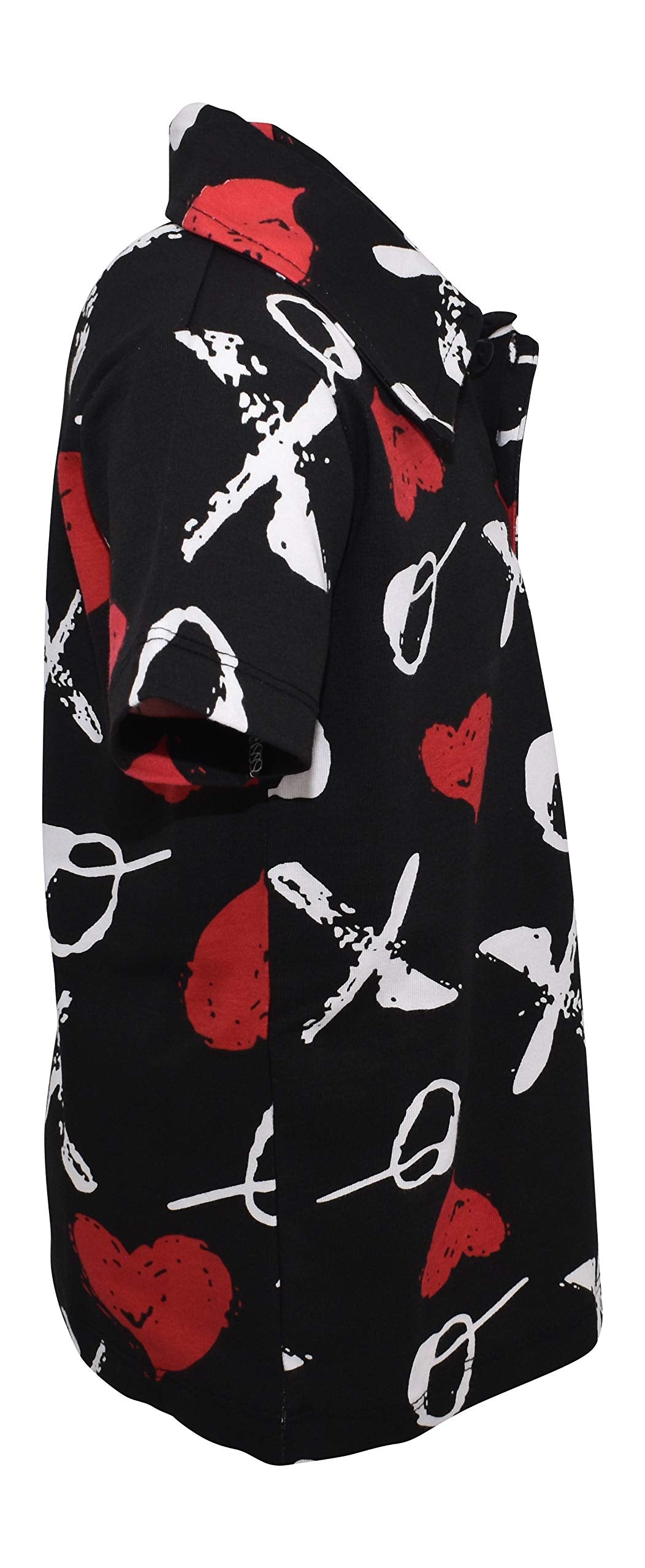 Unique Baby Boys Valentine'S Day Xox Print Polo Pullover Shirt (9) Black