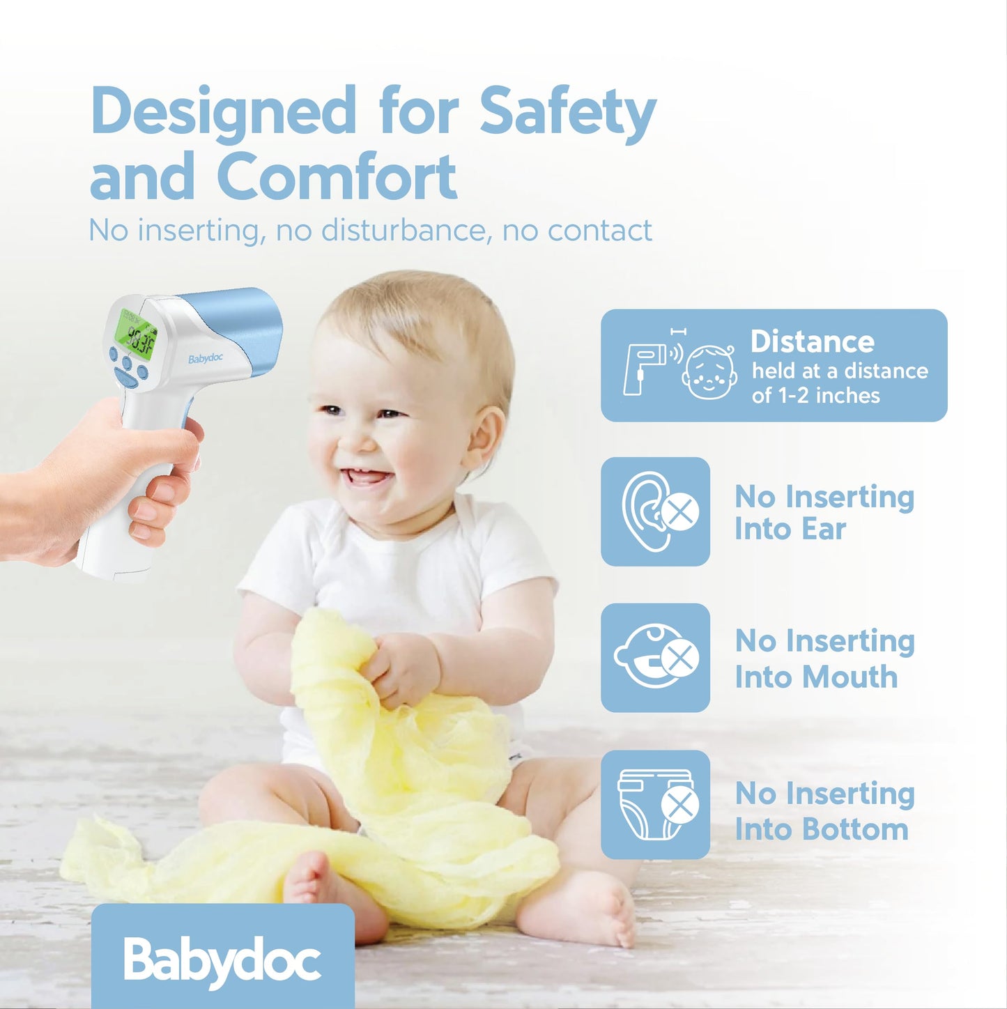 Babydoc Medical Grade Fsa Hsa Approved Baby Thermometer For Kids, Accutemp German Sensor, 3-In-1 Safe Non-Contact Infrared Foreh