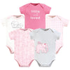 Touched By Nature Unisex Baby Organic Cotton Bodysuits, Pink Peanut, 6-9 Months