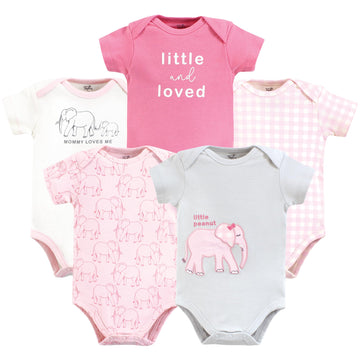 Touched By Nature Unisex Baby Organic Cotton Bodysuits, Pink Peanut, 6-9 Months