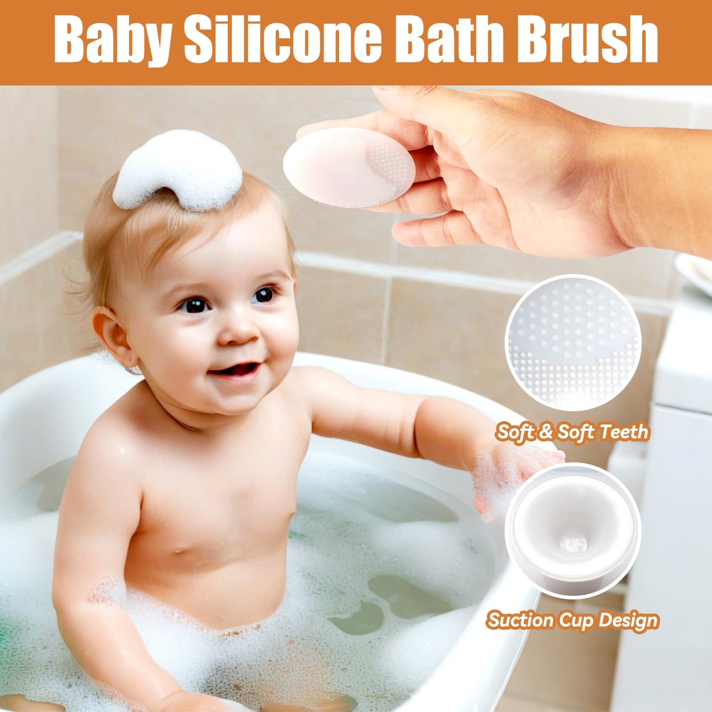 Wooden Baby Hair Brush And Comb Set, 2Pcs Natural Soft Goat Bristles Brush With Baby Shower Scrubber Perfect Scalp Grooming Prod