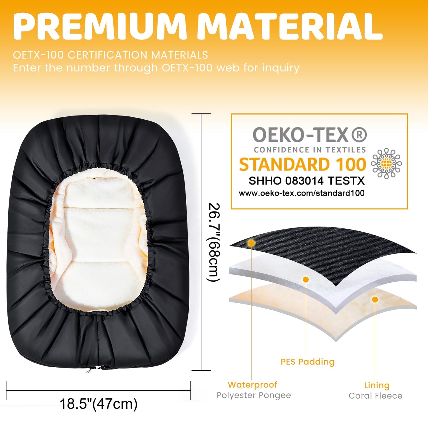 Orzbow Car Seat Covers For Babies Winter, Universal Baby Car Seat Cover With Adjustable Collar, Waterproof Carseat Cover With Zi