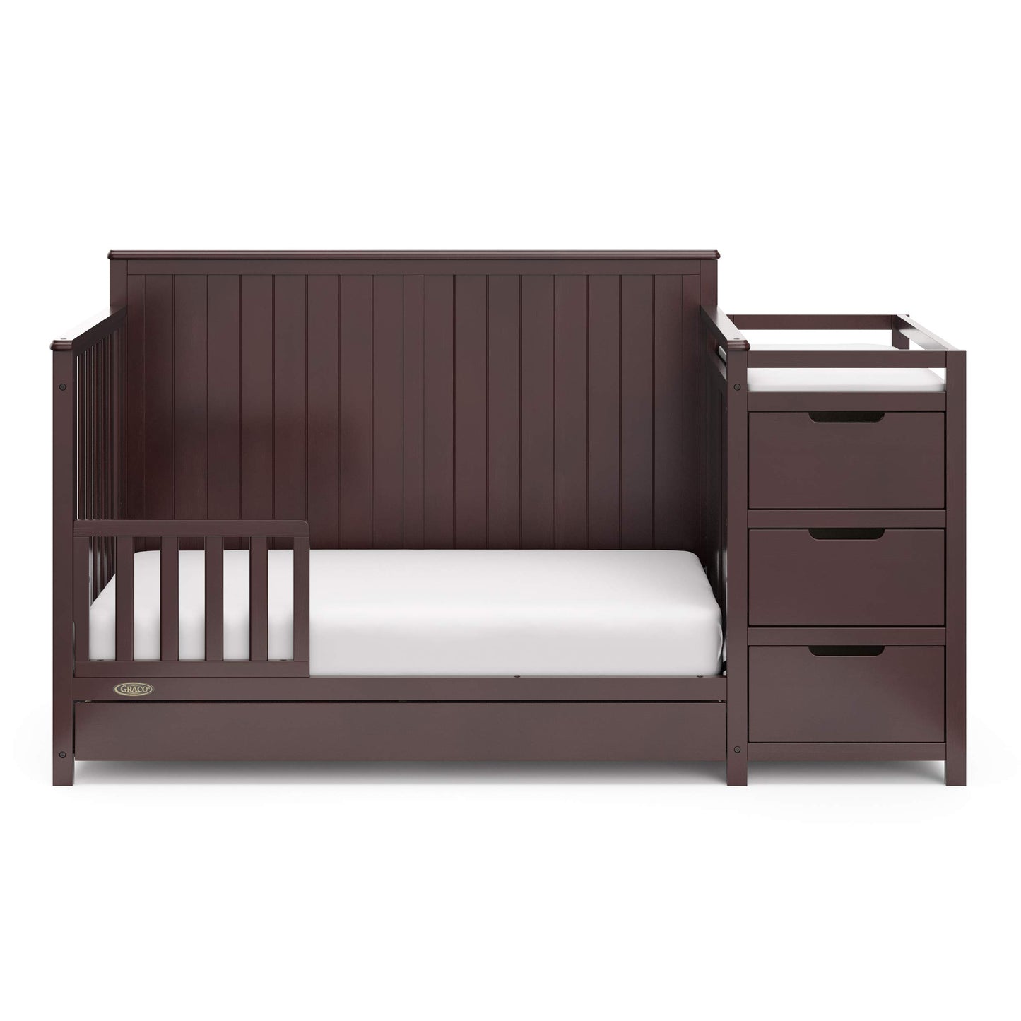 Graco Hadley 5-In-1 Convertible Crib And Changer With Drawer (Espresso) - Greenguard Gold Certified, Crib And Changing -Table Co
