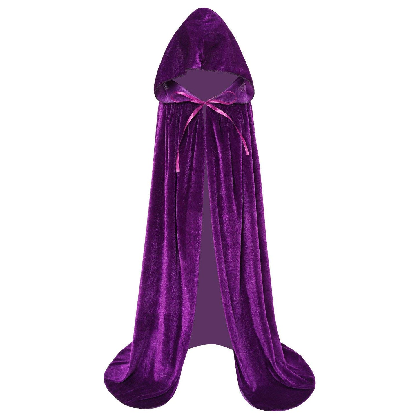 Kids Velvet Cloak Cape With Hooded For Halloween Christmas Cosplay Costumes (M, Purple)