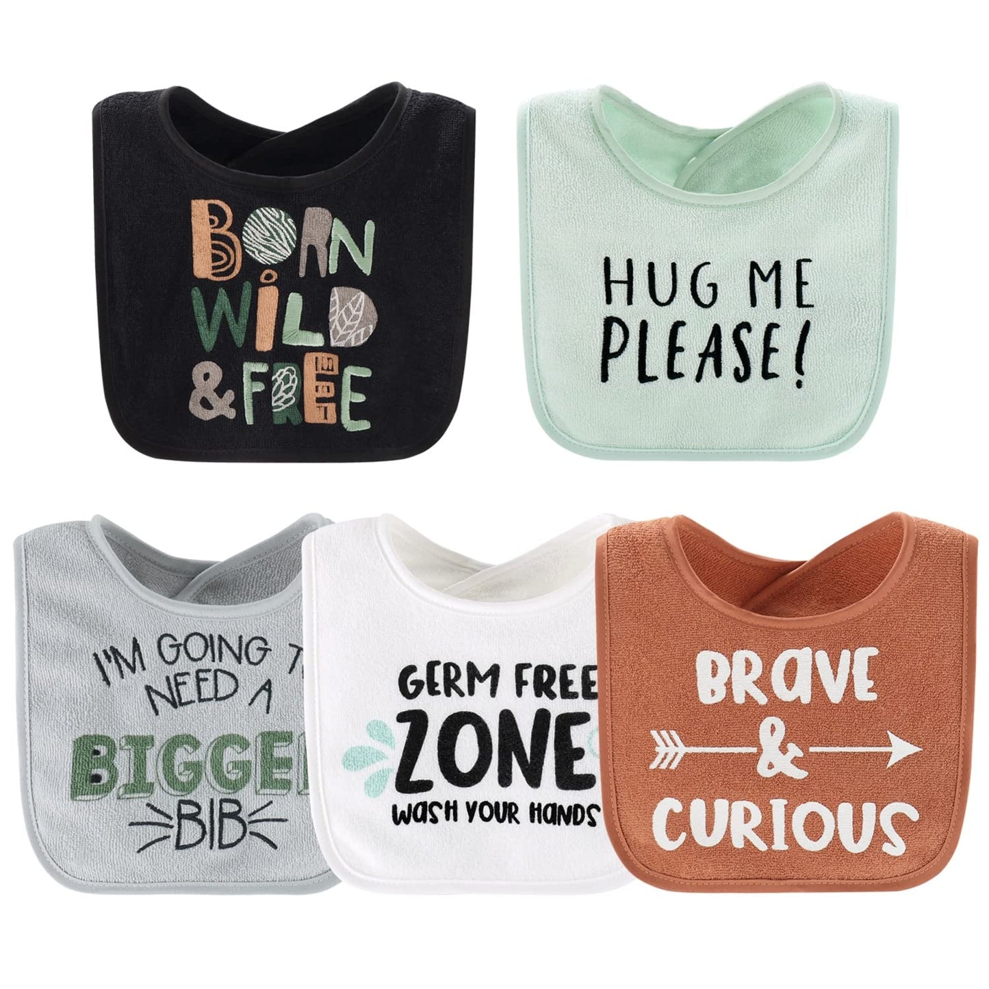 The Peanutshell Terry Bib Set For Baby Boys | 10 Pack For Feeding, Teething, & Drooling | Dinosaur