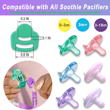 5 Pack Silicone Pacifier Clip Adapter Ring For Philips Avent Soothie, 100% Food-Grade Silicone Binky Clips Holder Adapter Rings
