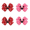 Ayesha Mouse Ears Hair Clips, 4Pcs Grosgrain Ribbon Mouse Bow Hair Clips, Polka Dot Bows For Girls, Hair Accessories For Baby Gi