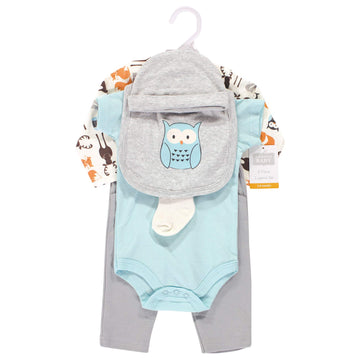 Hudson Baby Unisex Baby Cotton Layette Set, Moose, 9-12 Months