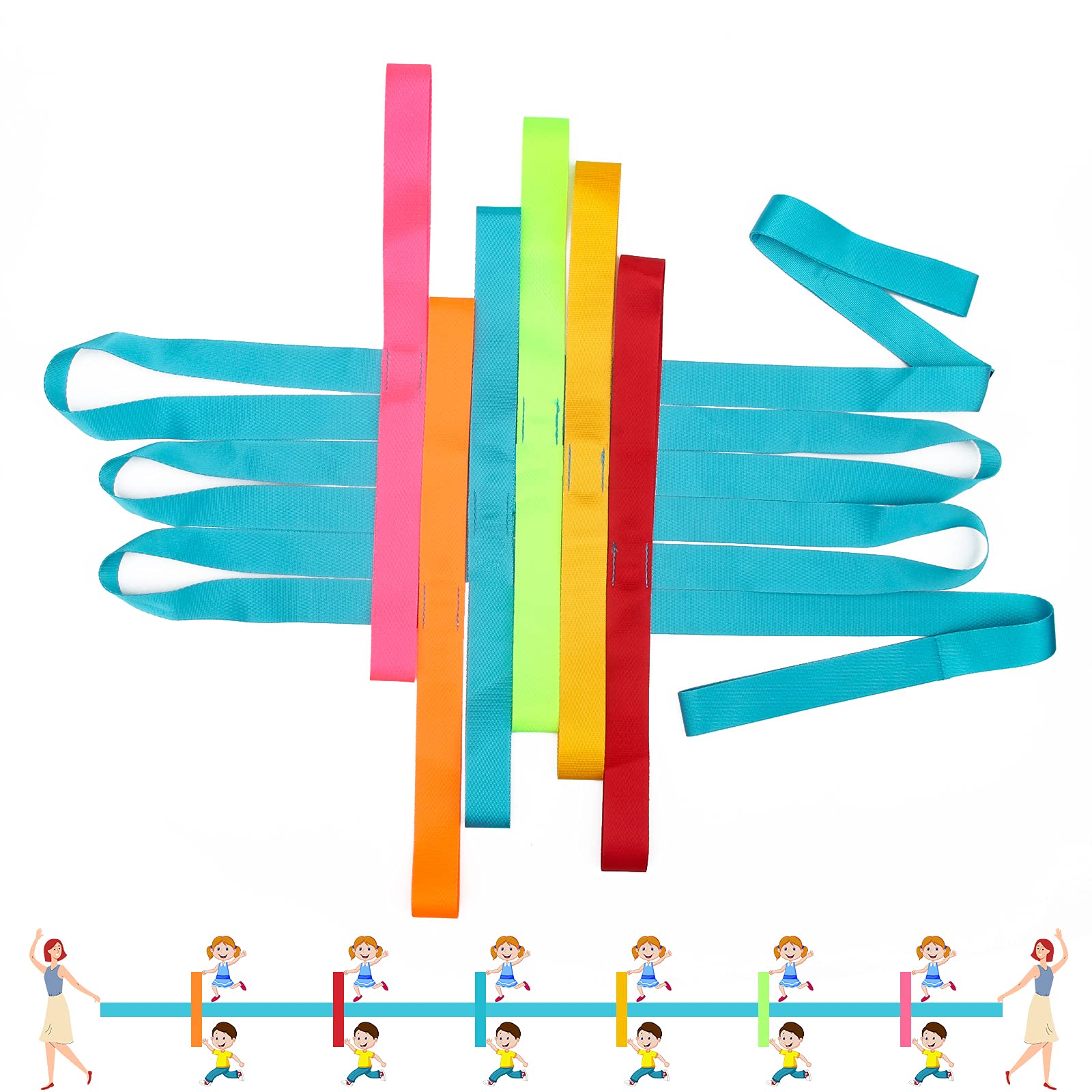 Winspeed Preschool Walking Rope For Daycare, Walking Rope For Student Safety Line Rope For Walking, Colorful Hands Walking Rope