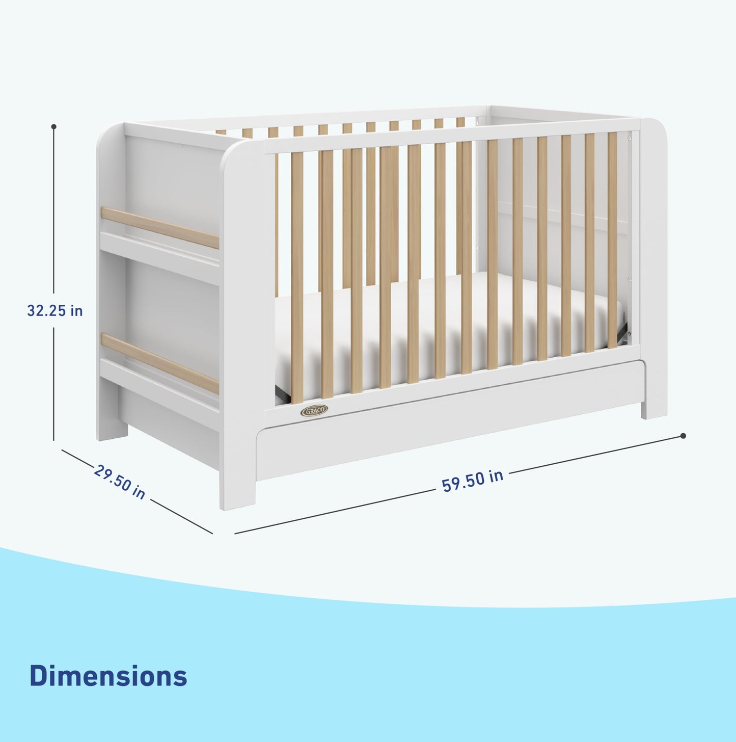 Graco Read-With-Me 4-In-1 Convertible Crib With Drawer (White With Driftwood) - Greenguard Gold Certified Converts To Toddler Be