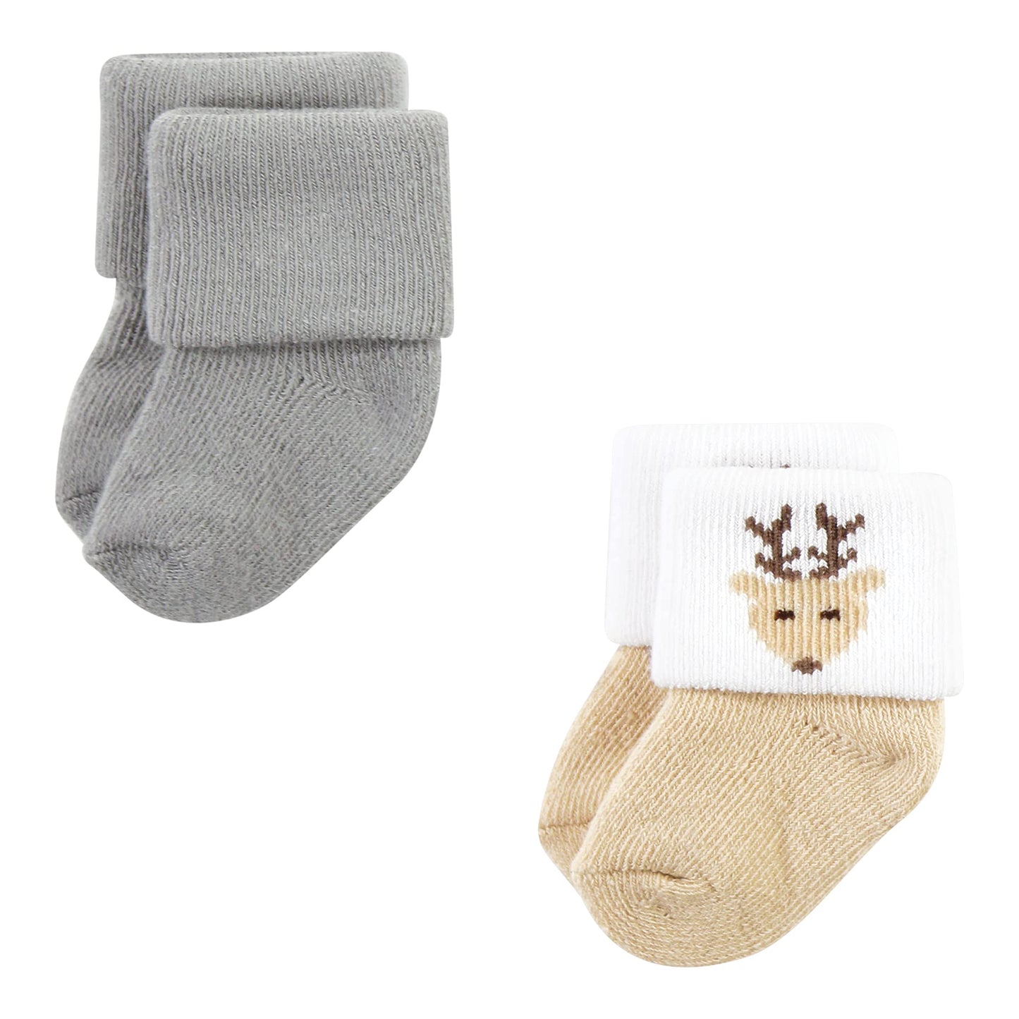 Hudson Baby Unisex Baby Cotton Rich Newborn And Terry Socks, Woodland, 0-6 Months