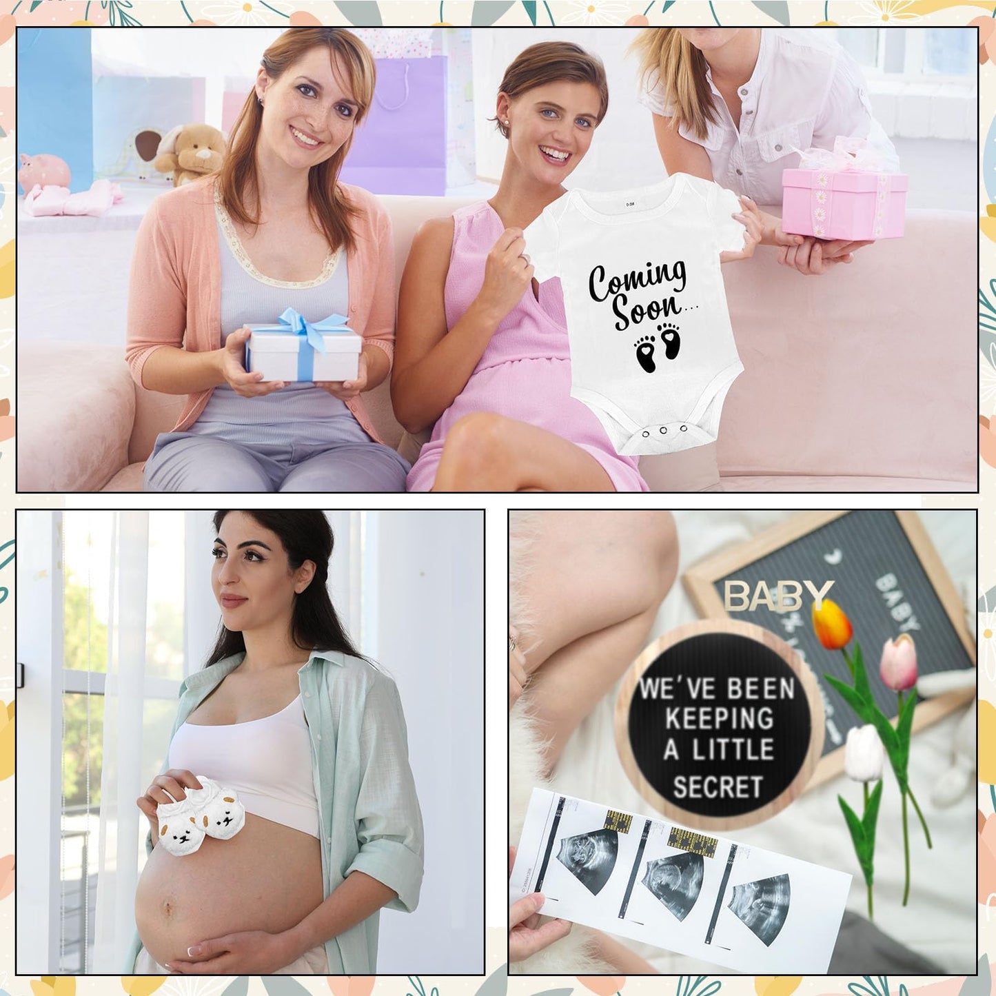 Pregnancy Announcements Set Pregnancy Reveal Ideas Include Felt Letter Board Kit Baby Bodysuit Booties Photo Frame Bear Plush Wo