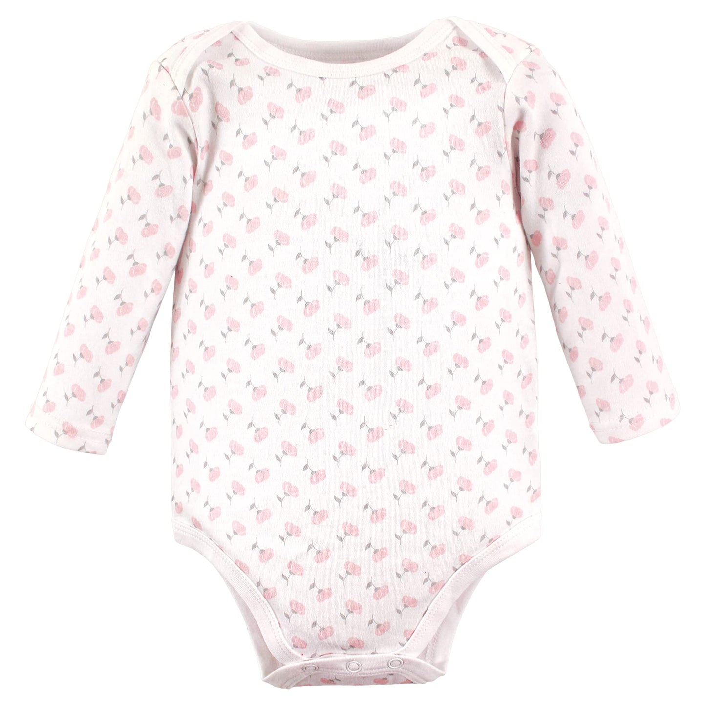Hudson Baby Unisex Baby Cotton Long-Sleeve Bodysuits, Basic Pink Floral, 6-9 Months