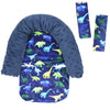 Baby Carseat Headrest And Strap Covers, Dinosaur Minky Infant Strollers Head Support & Seat Belt Cover, Toddler Strollers Headre