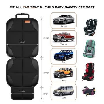 Smart Elf Car Seat Protector, 2Pack, Protect Child Seats With Thickest Padding And Non-Slip Backing Mesh Pockets For Baby And Pe