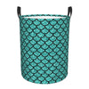 Pevtufa Aquamarine Glitter Foldable Laundry Basket Organizer,Fabric Clothes Toy Storage Basket Nursery Hamper Storage Bin For Ho
