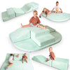 Foam Climbing Blocks for Toddlers - 5 Piece Climb and Crawl Foam Playset with Calming Green Color and Washable Cover - Nonslip S