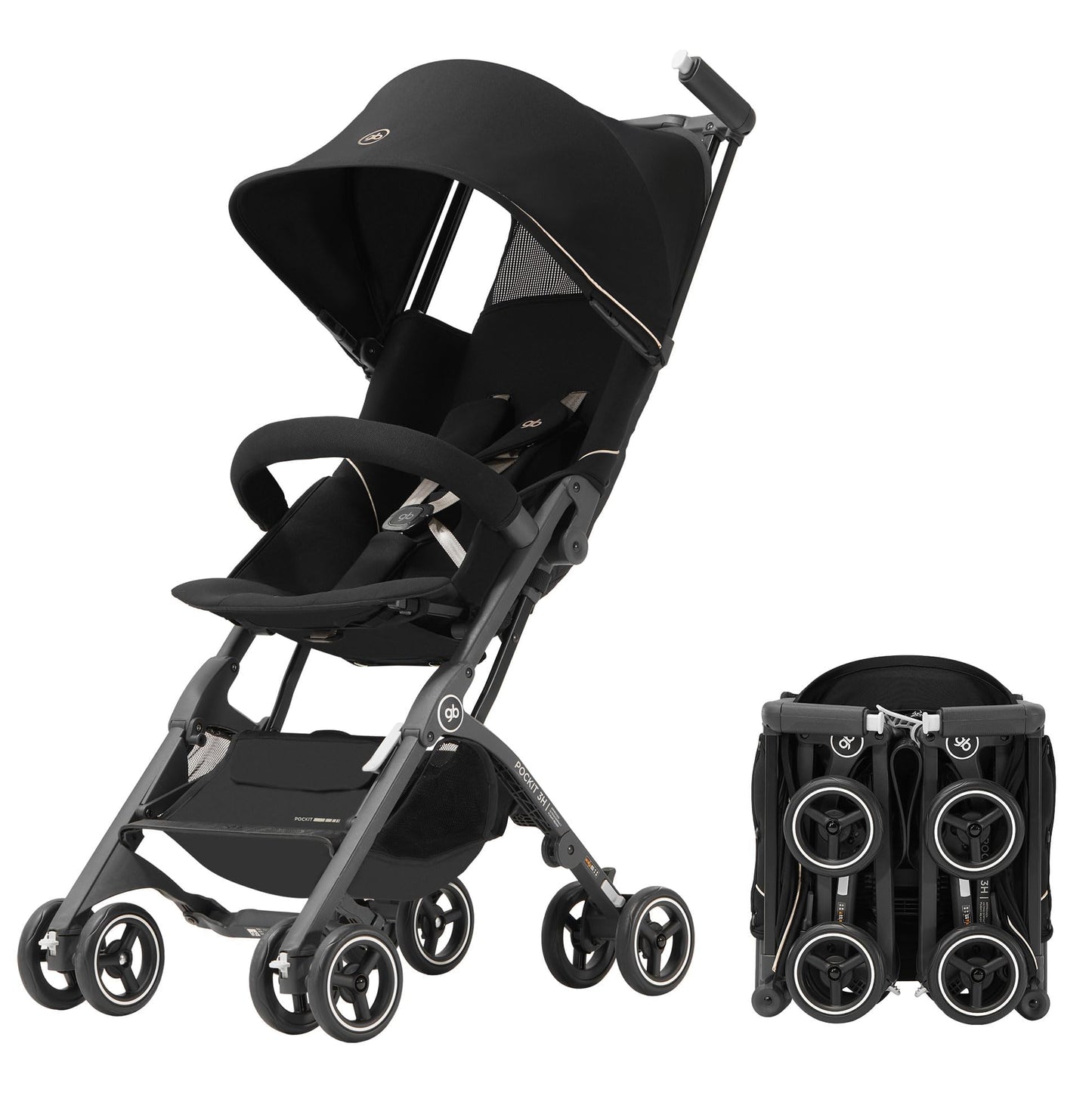 gb Pockit+ All-Terrain, Ultra Compact Lightweight Baby pockit Travel Stroller for Babies & Toddlers, Carry-On Flight Luggage Com
