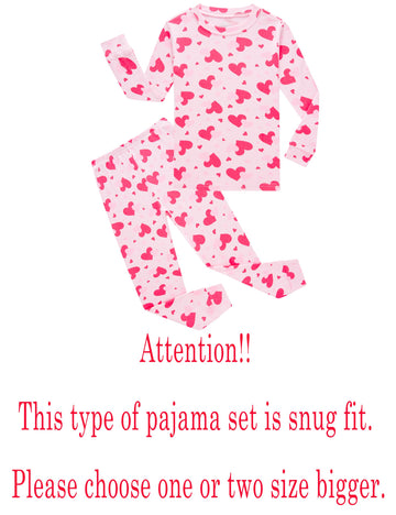 Family Feeling Baby Girls Pajamas Valentines Day Long Sleeve Love Cotton Pyjamas Pink Toddler Kid Pjs Size 12-18 Monthes