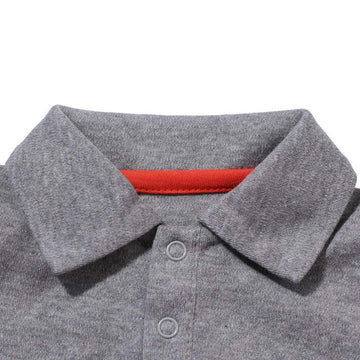 Teach Leanbh Baby Boys Pure Color Cotton Short Long Sleeve Polo Bodysuit 3-24 Months (Red, 12 Months)