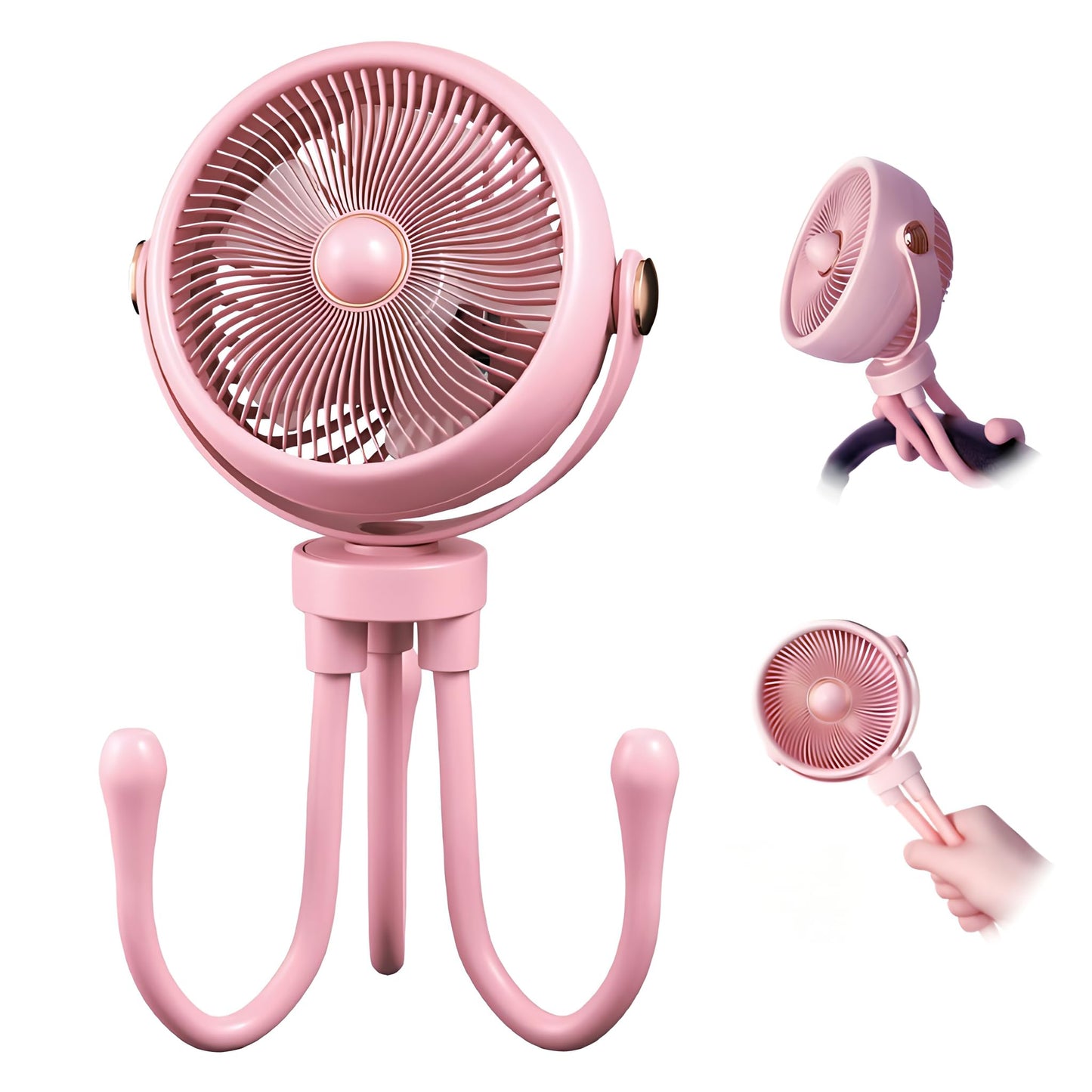 Rechargeable Stroller Fan for Baby - 360 Rotatable Portable Clip-On Fan with Night Light, 3-Speed Quiet Cooling, USB Rechargeabl