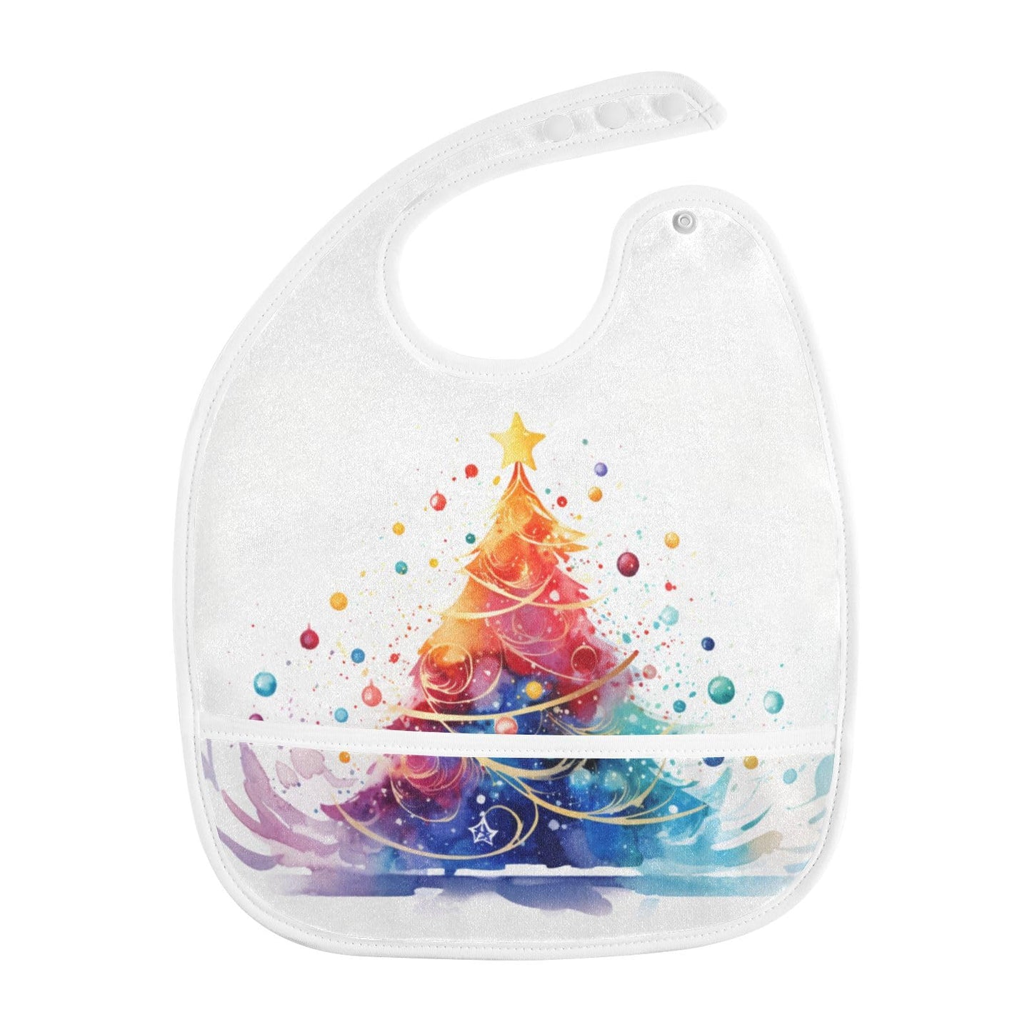 Baby Feeding Bibs for Babies Girls Boys Waterproof Toddlers Eating Christmas Tree Soft Adjustable Set of 2