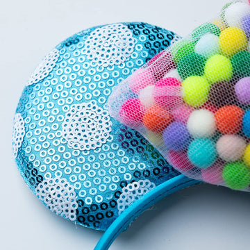 Foeran Mouse Ears Headbands Shiny Bows Mouse Ears Glitter Party Princess Decoration Cosplay Costume For Girls Women (Small Ball/