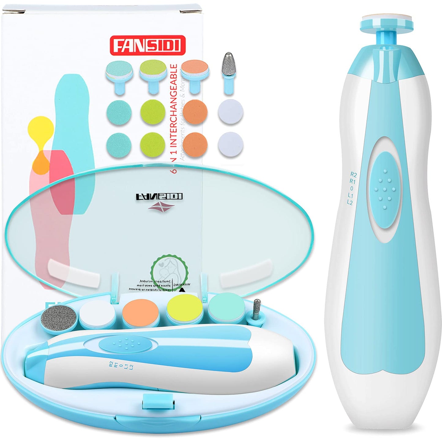 Baby Nail Trimmer Electric, Fansidi Baby Nail Clippers Safe Baby Nail File Kit With Extra 12 Replacement Pads, Trim Polish Groom