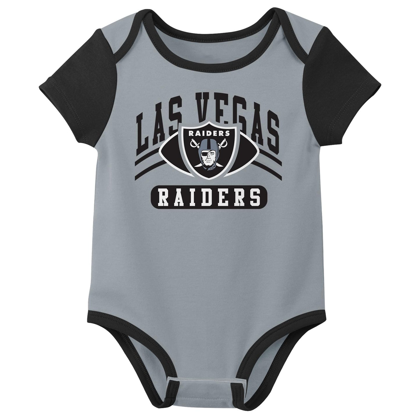 Outerstuff Nfl Newborn Baby And Infant Short Sleeve Bodysuit Variety 3-Pack - Las Vegas Raiders, 18M