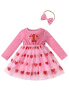 Imekis First Valentines Day Baby Girl Outfit: Toddler Valentines Day Dress Tulle Heart Velvet Long Sleeve Birthday Dress Smash C