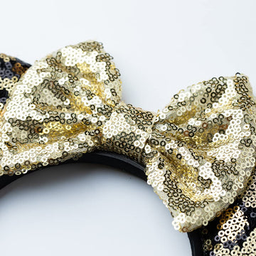 Foeran Mouse Ears Headbands Shiny Bows Mouse Ears Glitter Party Princess Decoration Cosplay Costume For Girls Women (Leopard/Gol