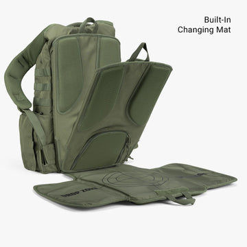 Tbg - Mens Tactical Diaper Bag Backpack W/Built-In Changing Mat, Stroller Strap (Ranger Green 4Th Gen)