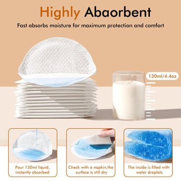 Ncvi Disposable Nursing Pads, Breastfeeding Pads For Leaking Milk, Stay Dry & Ultra Absorbent, Breast Pads With Leak-Proof Desig