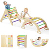 Olakids Climbing Toys For Toddlers 1-3 Inside, 5 In 1 Wood Foldable Pikler Triangle Set With Ramp Ladder Arch Slide, Baby Indoor