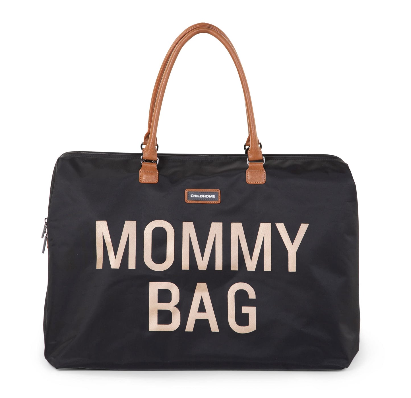 Childhome The Original Mommy Bag - Large Baby Diaper Bag, Mommy Hospital Tote and Travel Tote, Pregnancy Must Haves (Black Gold)