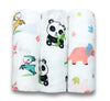 Momly U Cotton Baby Swaddle Set | Pack of 3 | Size100cm x 100cm Deer Panda Dinosaur Printed on White | 018 Month+ | Printed Mu