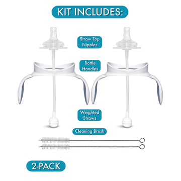 Straw Cup Conversion Kit For Philips Avent Anti-Colic Baby Bottles 2-Count, Food Grade Silicone Straw Nipples, Weighted Straw, B