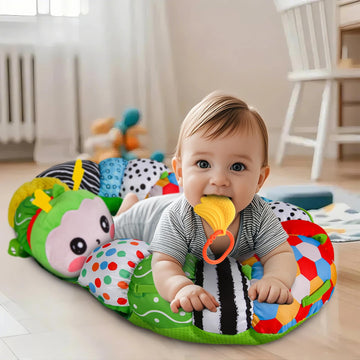 Saimand 3-In-1 Tummy Time Pillow For Baby 0-6 Months, Detachable Caterpillar Tummy Time Playmat For Newborns, Soft Baby Toys 0-3