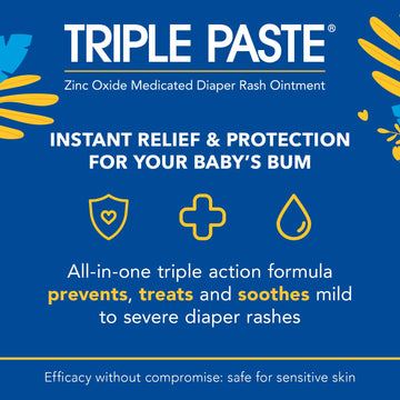 Triple Paste Diaper Rash Cream For Baby - 16 Oz Tub - Zinc Oxide Ointment Treats, Soothes And Prevents Diaper Rash - Pediatricia