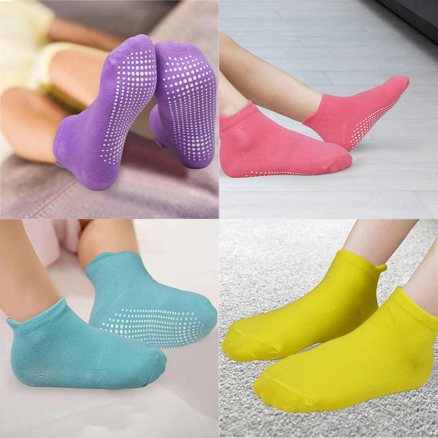Skibeaut Toddler Socks 12 Pairs Non Slip Skid Ankle Socks For Kids Boys Girls Grips Cotton Crew Socks For 5-7 Years Infants Baby