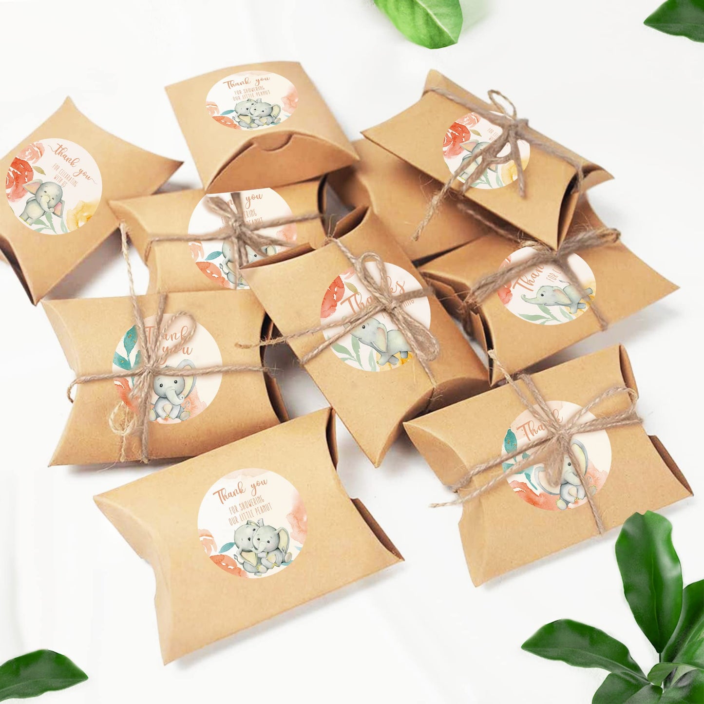 80 Elephant Thank You Stickers For Girl, Girl Baby Shower Thank You Stickers, Elephant Birthday Party Favor Label Decorations (2