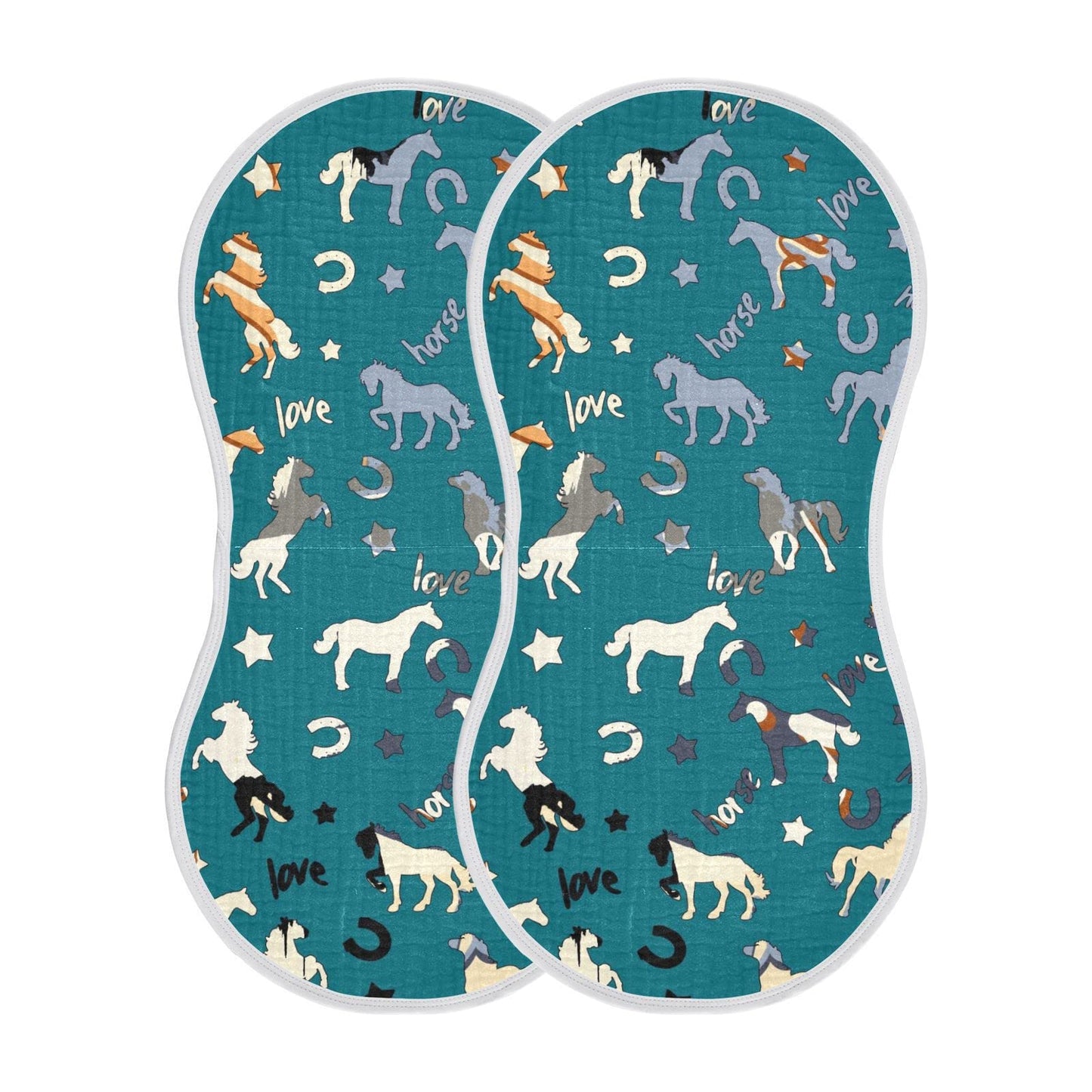 YYZZH Horse Pattern Star Horseshoes Letter Muslin Burp Cloths for Baby 2 Pack 100% Cotton Baby Washcloths Bibs for Boy Girl