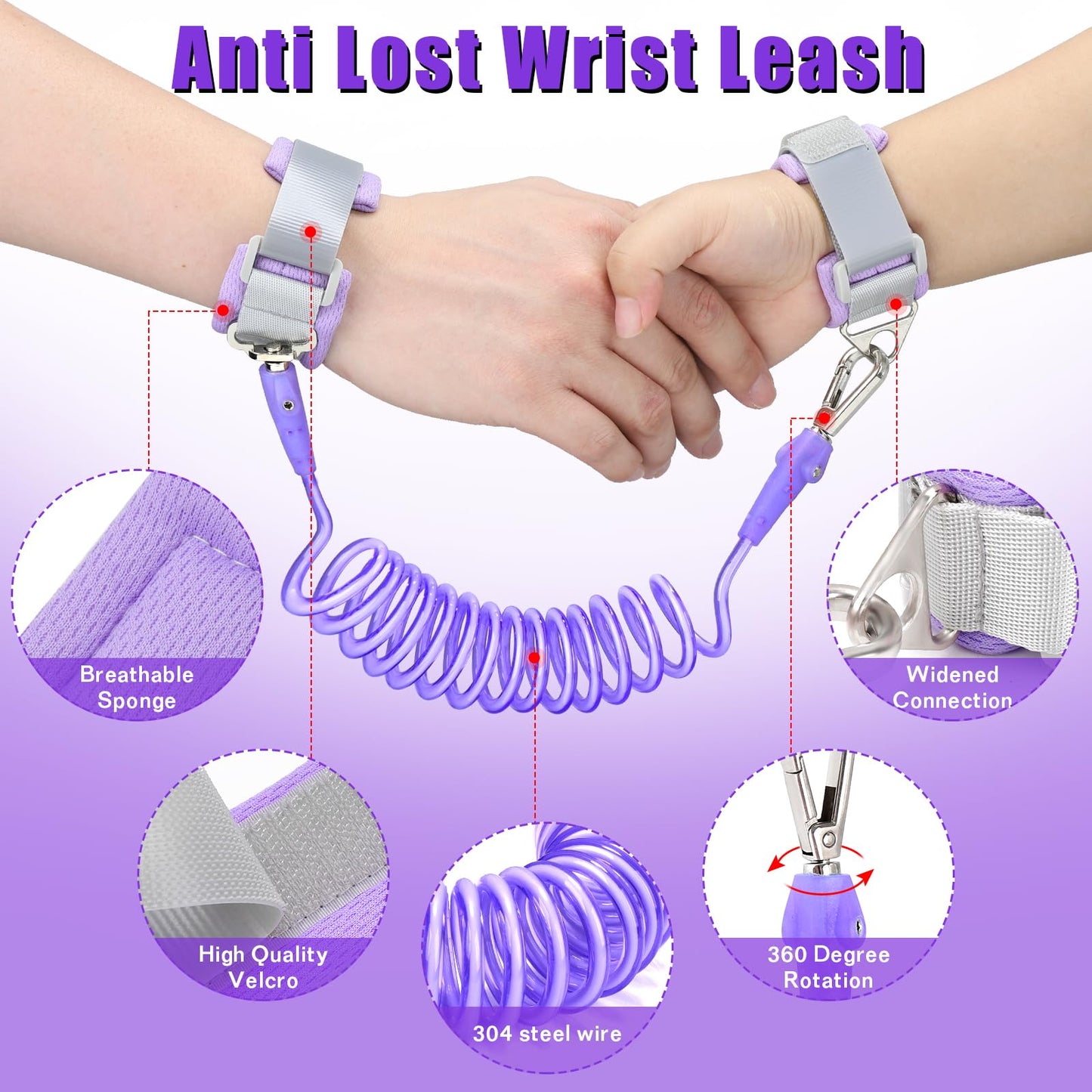 Toddlers Leash + Anti Lost Wrist Link Child Kids Safety Harness Kids Walking Wristband Assistant Strap Belt For Girl Pink Christ