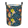Pevtufa Blue Floral Foldable Laundry Basket Organizer,Fabric Clothes Toy Storage Basket Nursery Hamper Storage Bin For Household