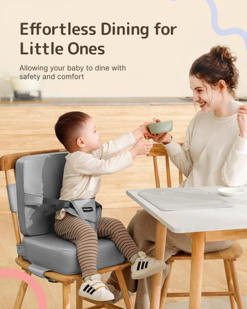 Homeal Toddler Booster Seat For Dining Table With Backrest And Adjustable Straps, Breathable Booster Seat For Kitchen Chair, Por