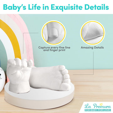 La Premura Baby Keepsake Hand Casting Kit With Shadow Box Frame - Plaster Hand Mold Baby Casting Kit For Infant Hand & Foot Mold
