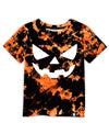 Halloween Girls Orange Tie Dye Pumpkin Face Jack O' Lantern Tee Round Neck Funny Tshirt 12 Years