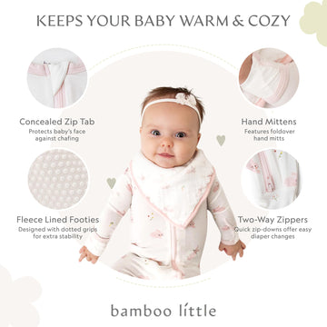 Bunny Footie For Baby - 95% Viscose From Bamboo, 5% Spandex - Soft Newborn Sleepwear, Baby Pajamas, Unisex Baby Clothes, Zipper