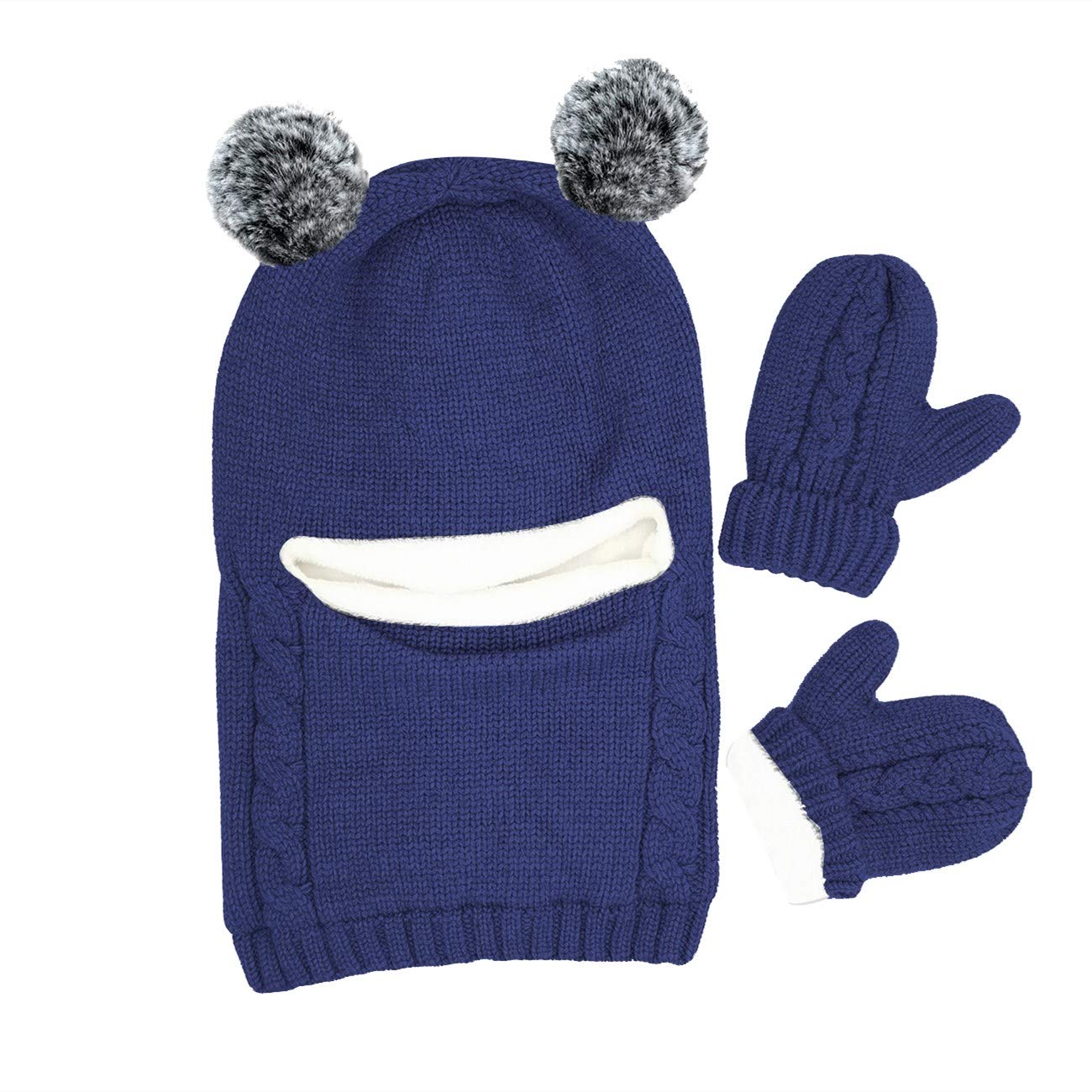 Baby Winter Hat Scarf Mitten Set, Unisex Infant Toddler Kids Hat Scarf (Navy, 2-5 Years)