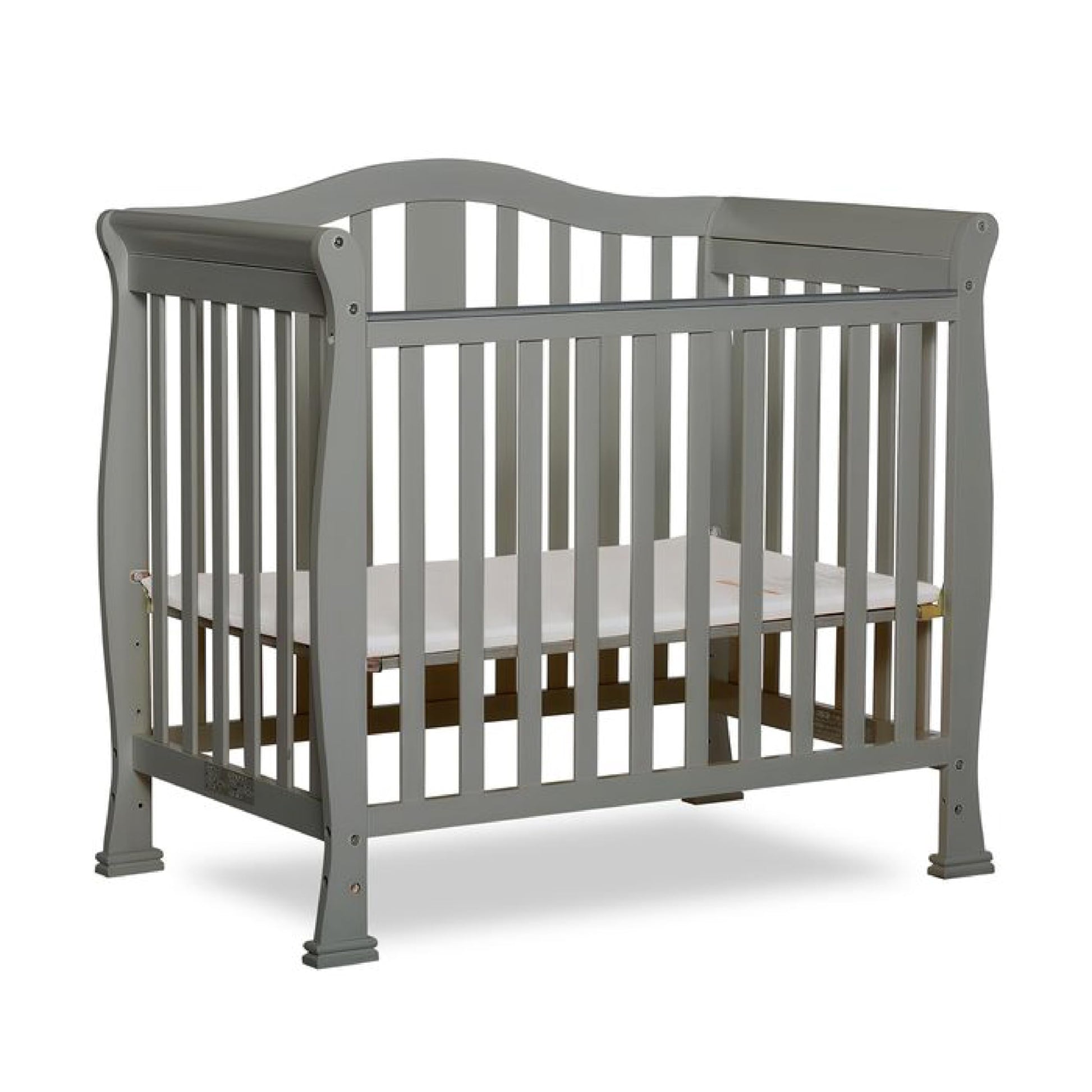 Dream On Me Addison 4-In-1 Convertible Mini Crib In Cool Grey, Greenguard Gold Certified, Non-Toxic Finishes, Built Of New Zeala